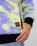 Astra Sherpa Fleece Jacket in Purple & Yellow Tie Dye