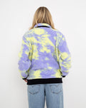 Astra Sherpa Fleece Jacket in Purple & Yellow Tie Dye