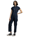 The Santa Cruz Womens Line Up Utility Jumpsuit in Classic Blue Denim