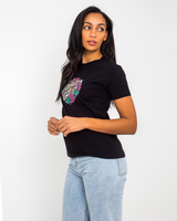 The Santa Cruz Womens Dressen Snake Front T-Shirt in Black