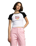 The Santa Cruz Womens Aloha Dot Front Raglan T-Shirt in White & Black