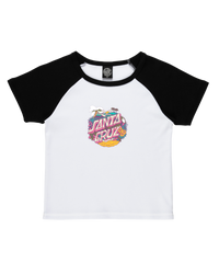 The Santa Cruz Womens Aloha Dot Front Raglan T-Shirt in White & Black