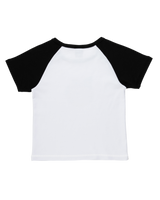 The Santa Cruz Womens Aloha Dot Front Raglan T-Shirt in White & Black