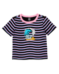 The Santa Cruz Womens Onshore Front T-Shirt in Black Wave Stripe