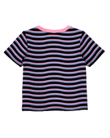 The Santa Cruz Womens Onshore Front T-Shirt in Black Wave Stripe