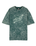 Ornate Dot Front Oversized T-Shirt in Emerald Acid Wash