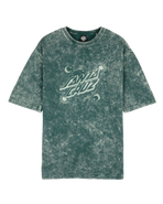 Ornate Dot Front Oversized T-Shirt in Emerald Acid Wash