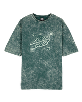 Ornate Dot Front Oversized T-Shirt in Emerald Acid Wash