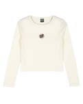 Partial Dot Embroidery T-Shirt in Off White