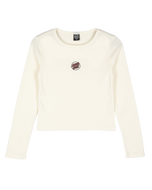 Partial Dot Embroidery T-Shirt in Off White