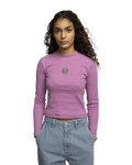 The Santa Cruz Womens Other Dot Embroidery Mock Neck T-Shirt in Mindful Mauve