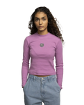 The Santa Cruz Womens Other Dot Embroidery Mock Neck T-Shirt in Mindful Mauve