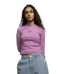 The Santa Cruz Womens Other Dot Embroidery Mock Neck T-Shirt in Mindful Mauve