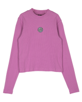 The Santa Cruz Womens Other Dot Embroidery Mock Neck T-Shirt in Mindful Mauve