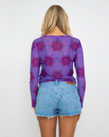 Strip Digi Mesh T-Shirt in Purple Flowers