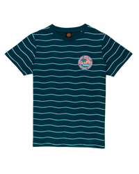 The Santa Cruz Boys Boys Paradise Break T-Shirt in Tidal Teal Wave Stripe