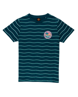 The Santa Cruz Boys Boys Paradise Break T-Shirt in Tidal Teal Wave Stripe