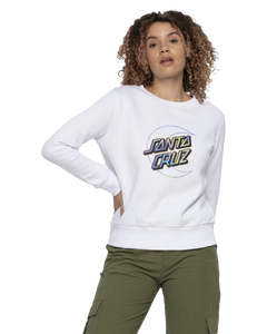 The Santa Cruz Womens Holo Moon Dot Front Sweatshirt in White