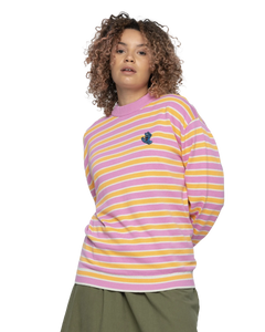 The Santa Cruz Womens Mini Hand Jumper in Pink & Orange Stripe