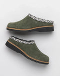 The Simple Mens Original Suede Clogs in Olive