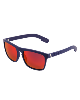 The Sinner Sunglasses Thunder X Polarised Sunglasses in Matte Dark Blue & Red Mirror