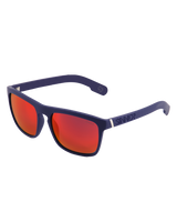 The Sinner Sunglasses Thunder X Polarised Sunglasses in Matte Dark Blue & Red Mirror