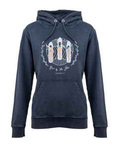 The Born by the Sea Womens Surf Babes Hoodie in Dyed Aged India Ink Grey