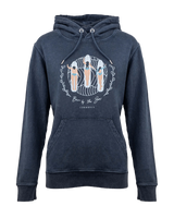 The Born by the Sea Womens Surf Babes Hoodie in Dyed Aged India Ink Grey