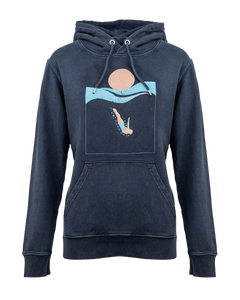 The Born by the Sea Womens Deep Dive Hoodie in Dyed Aged India Ink Grey