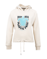 The Born by the Sea Womens Plastic Free Cropped Hoodie in Natural Raw