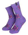 Flower Socks (2 Pack) in Purple & Washed Black