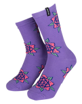 Flower Socks (2 Pack) in Purple & Washed Black