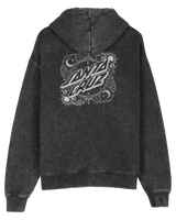 Ornate Dot Hoodie in Black Acid Wash