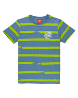 Boys Shark Bite Stripe T-Shirt in Dusty Blue