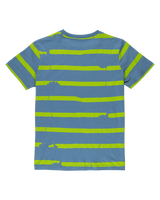 Boys Shark Bite Stripe T-Shirt in Dusty Blue