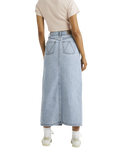 The RVCA Womens Denim Midi Skirt in Vintage Blue