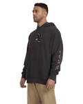 The RVCA Mens Krak Eagle Hoodie in Washed Black