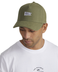 The RVCA Mens Pennants Pinched Snapback Cap in Surplus