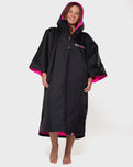 The Dryrobe Advance Short Sleeved in Black & Pink