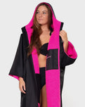 The Dryrobe Advance Short Sleeved in Black & Pink