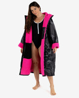 The Dryrobe Advance Long Sleeved in Black Camo & Pink