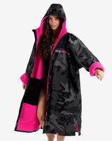 The Dryrobe Advance Long Sleeved in Black Camo & Pink