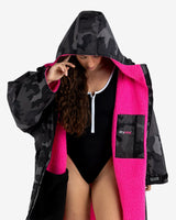 The Dryrobe Advance Long Sleeved in Black Camo & Pink