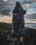 The Dryrobe Advance Long Sleeved in Black Camo & Pink