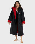 The Dryrobe Advance Long Sleeved Dryrobe in Black & Red