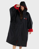 The Dryrobe Advance Long Sleeved Dryrobe in Black & Red