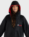 The Dryrobe Advance Long Sleeved Dryrobe in Black & Red