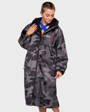 The Dryrobe Advance Long Sleeved Dryrobe in Camo & Grey