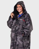 The Dryrobe Advance Long Sleeved Dryrobe in Camo & Grey