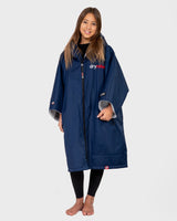 The Dryrobe Kids Advance Short Sleeved in Navy Blue & Grey